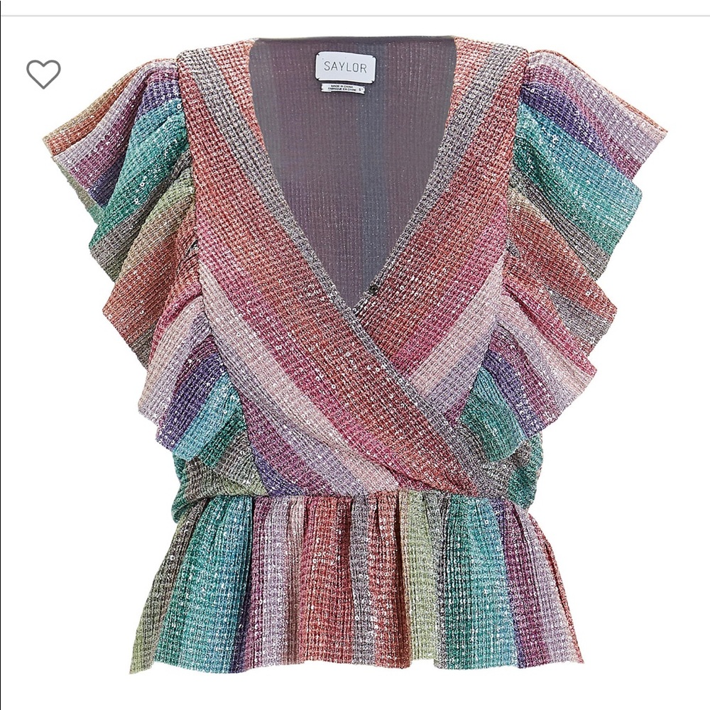 SAYLOR DARCIE LUREX FRILL top -size S- worn 1x